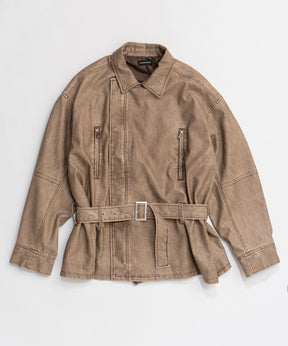 【26SPRING PRE-ORDER】Belted Faux Leather Jacket