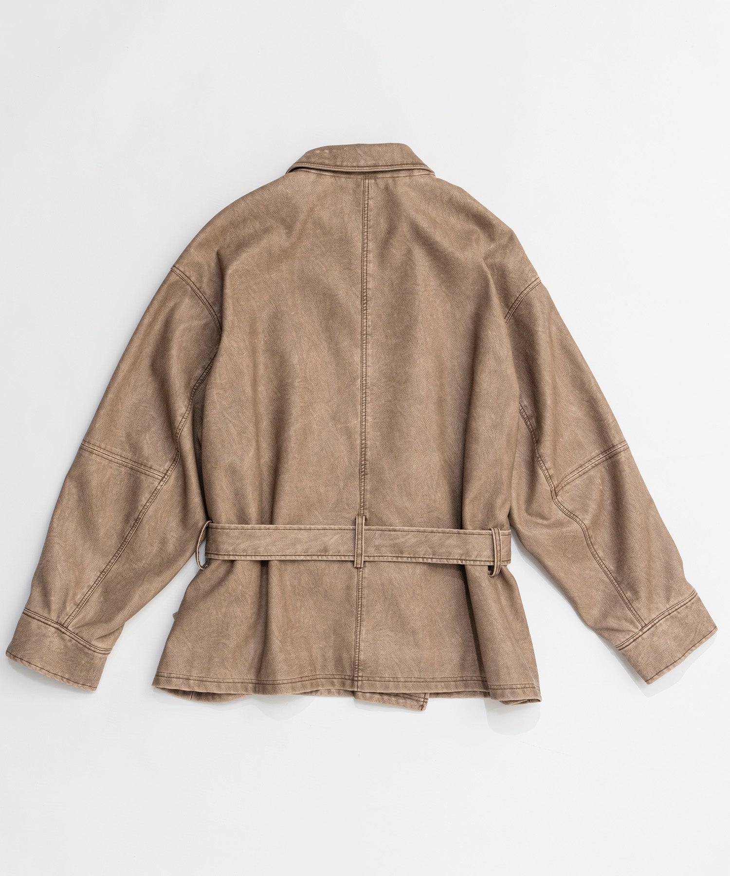 【26SPRING PRE-ORDER】Belted Faux Leather Jacket