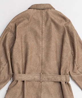 【26SPRING PRE-ORDER】Belted Faux Leather Jacket
