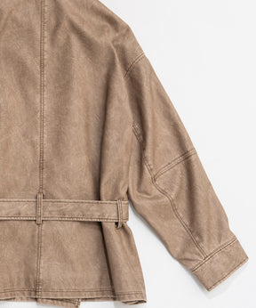【26SPRING PRE-ORDER】Belted Faux Leather Jacket