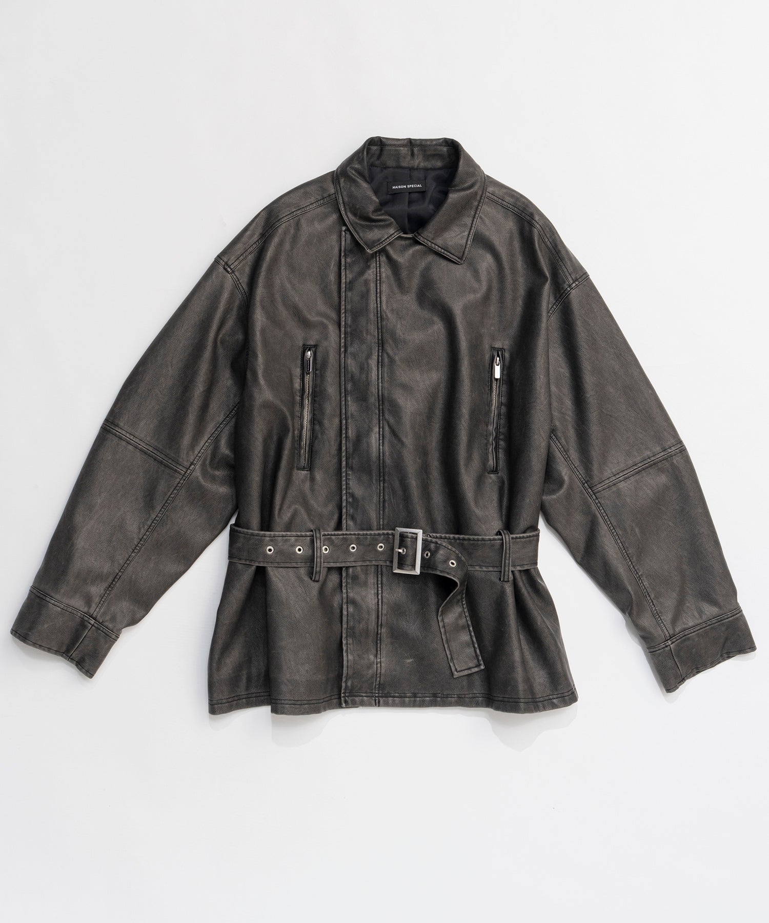 【26SPRING PRE-ORDER】Belted Faux Leather Jacket