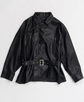 【26SPRING PRE-ORDER】Belted Faux Leather Jacket