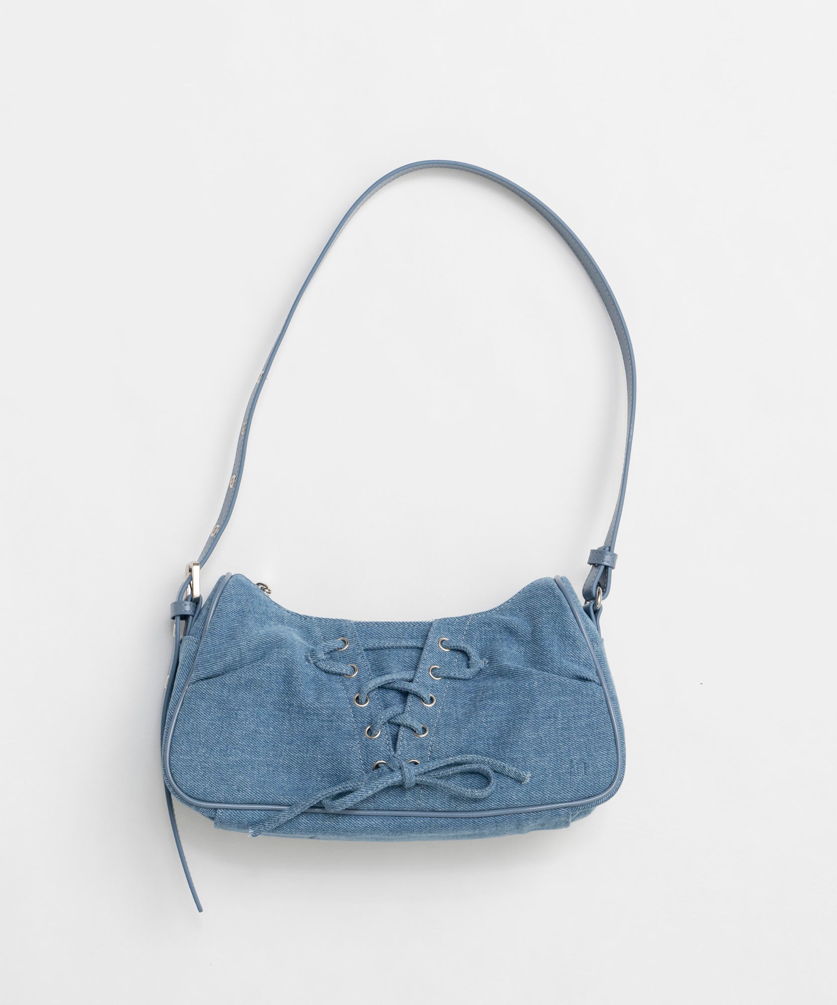 【25SPRING PRE-ORDER】Lace Up Denim Saddle Bag