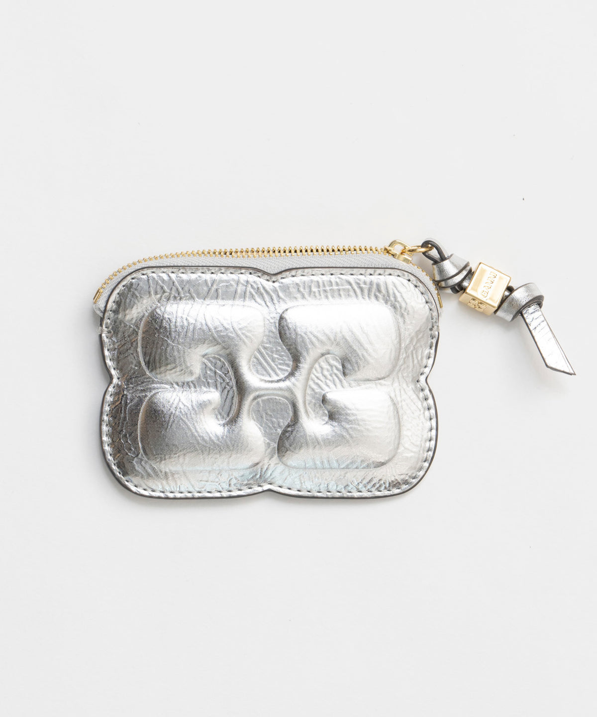 【GANNI】Ganni Bou Compact Zipped Wallet Poach Metallic