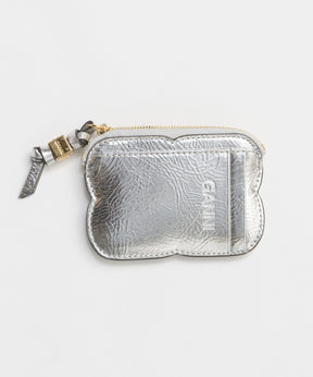 【GANNI】Ganni Bou Compact Zipped Wallet Poach Metallic