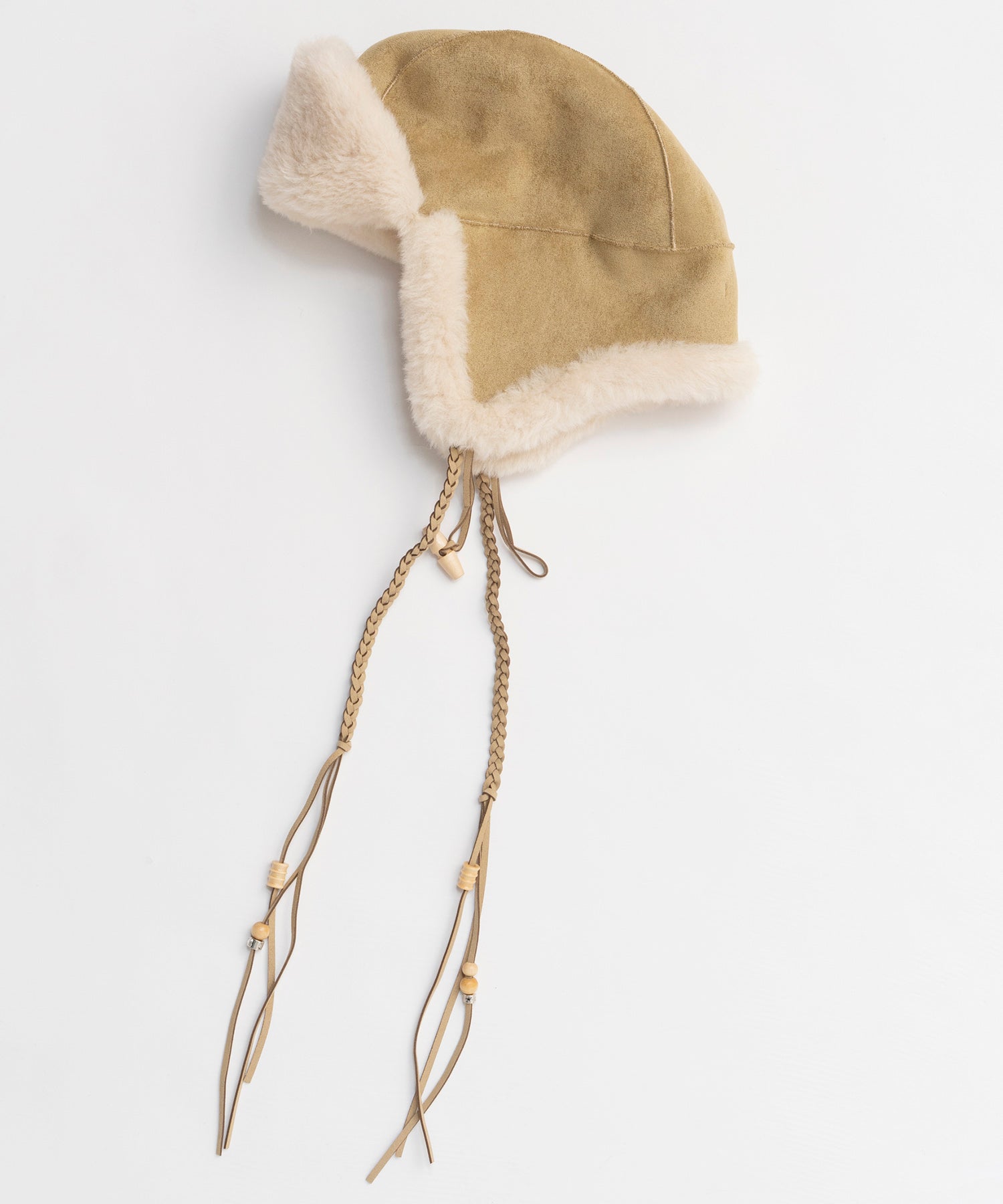 【OPEN YY】Woven BRAIDED SHEARLING TRAPPER