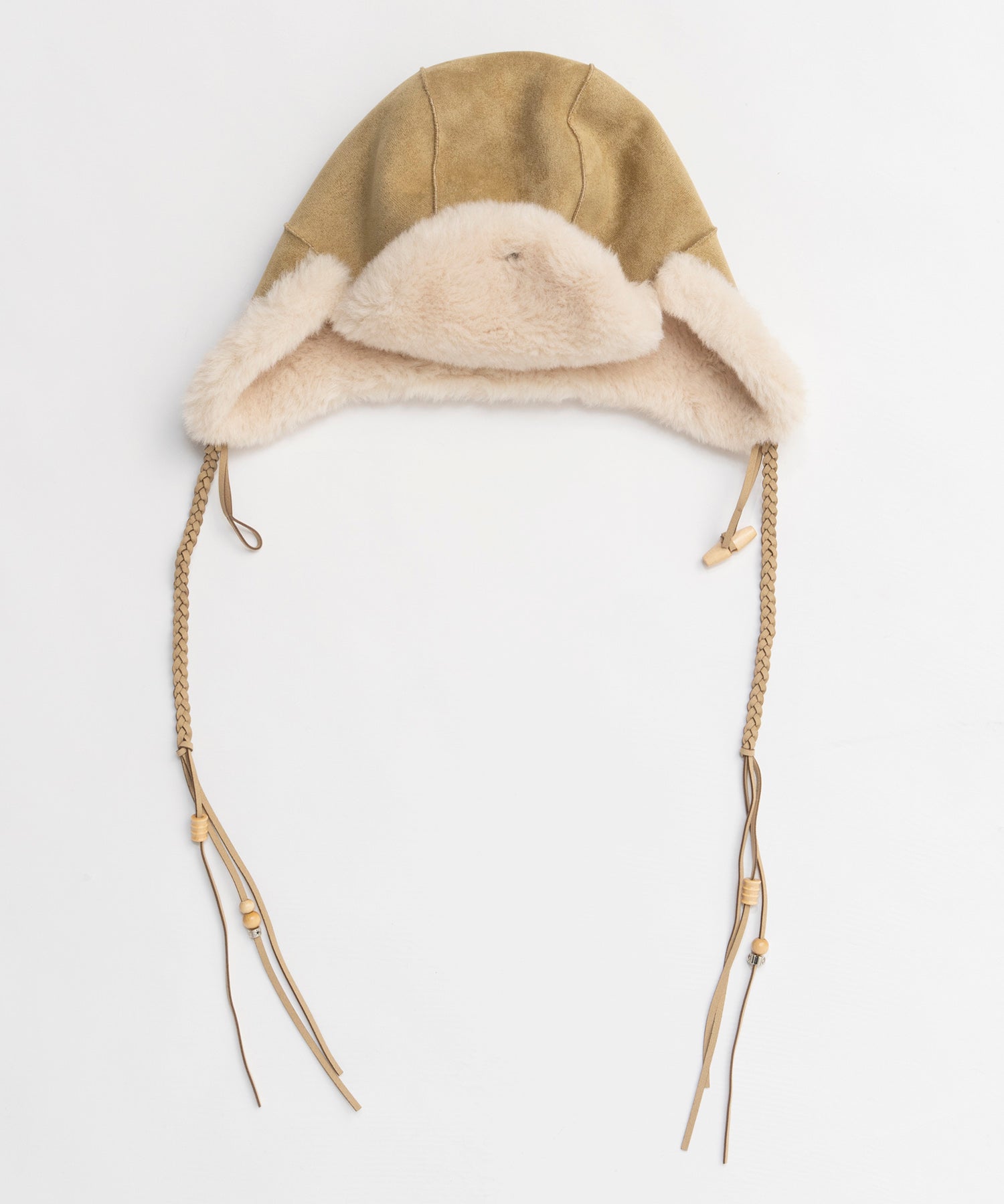 【OPEN YY】Woven BRAIDED SHEARLING TRAPPER