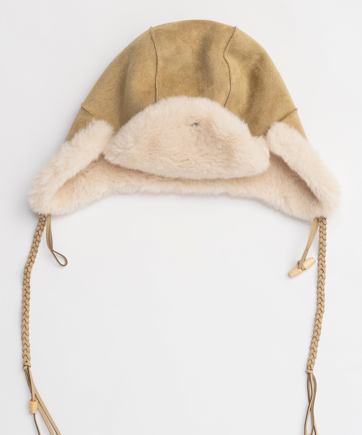 【OPEN YY】Woven BRAIDED SHEARLING TRAPPER