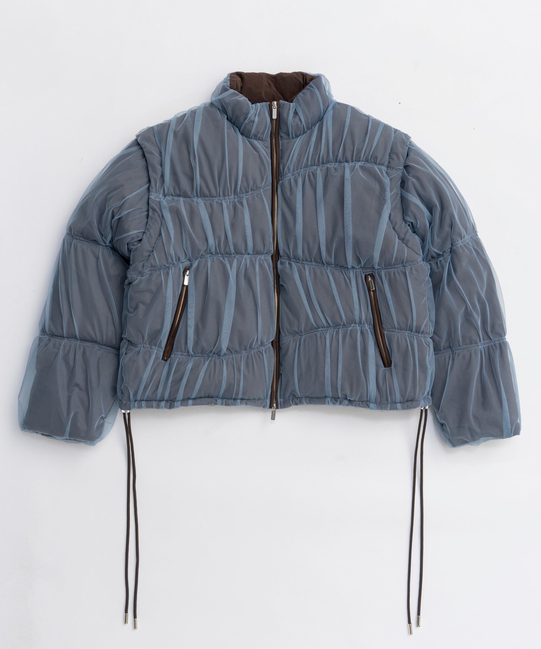 [25winter preoder] Wave Shirring Tulle Puffer Jacket