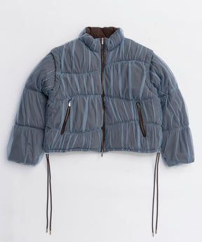 [25winter preoder] Wave Shirring Tulle Puffer Jacket