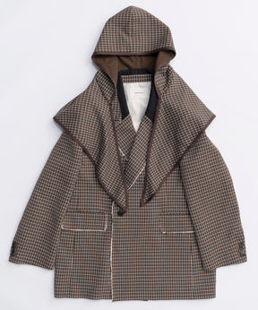 2way Hooded Scarf Cut Off Jacket