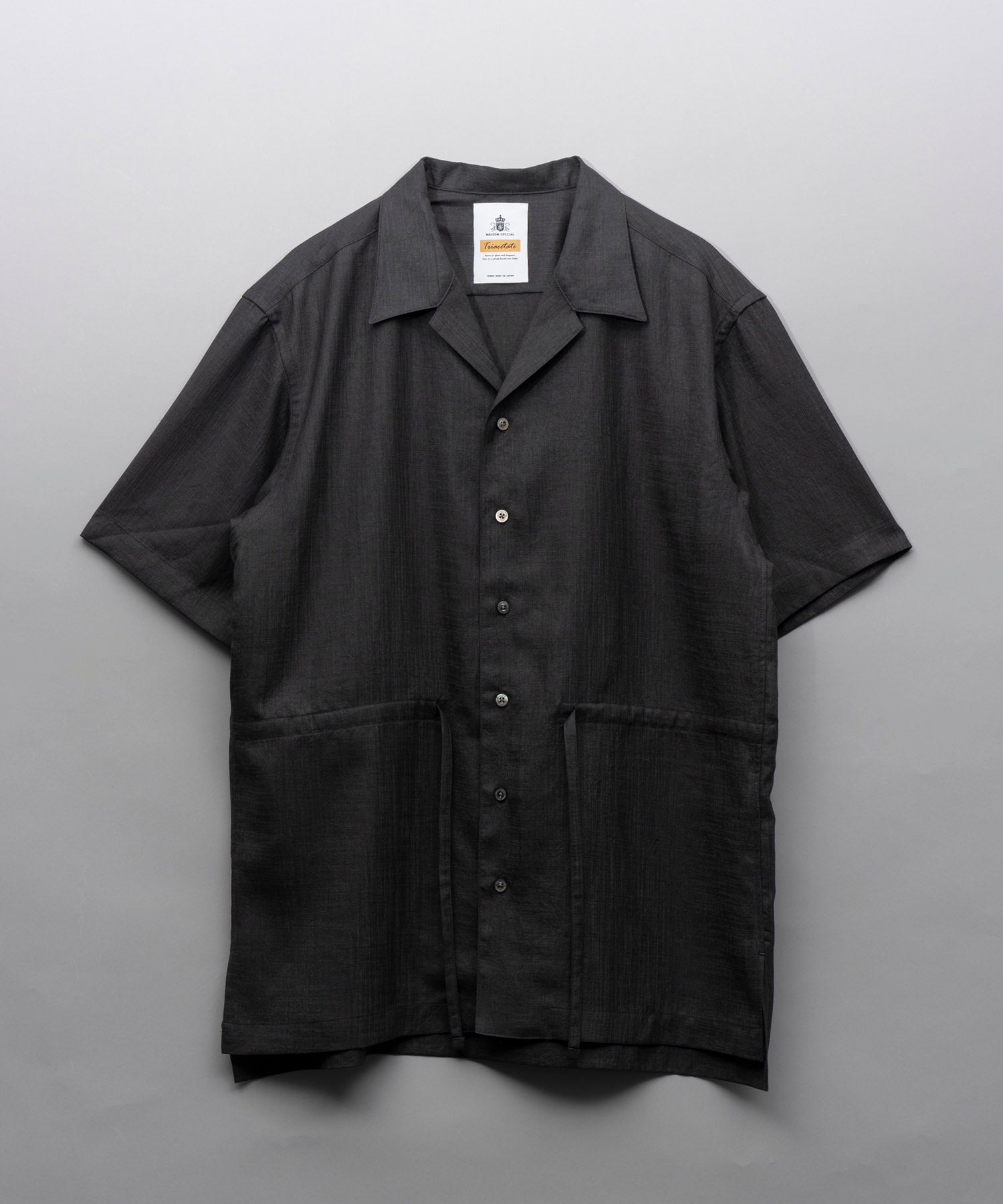 [Sale] Calendering Triacetate Dress-Over Sleeve Sleeve Open Collar Shirt
