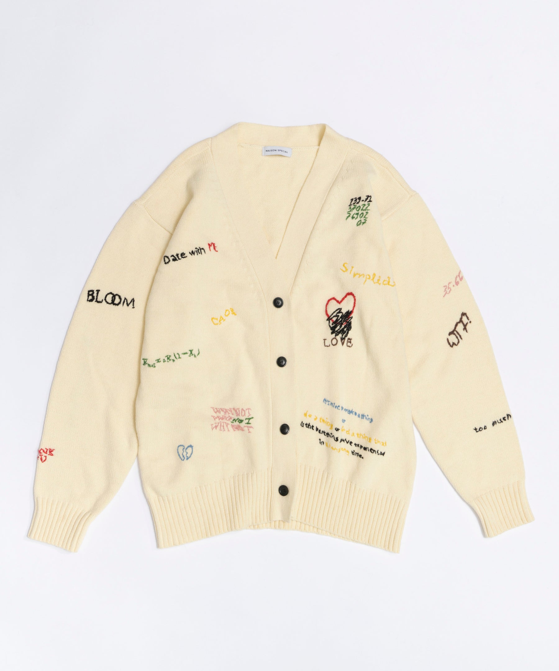 Life Word Embroidery Knit Cardigan