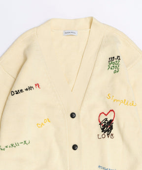 Life Word Embroidery Knit Cardigan