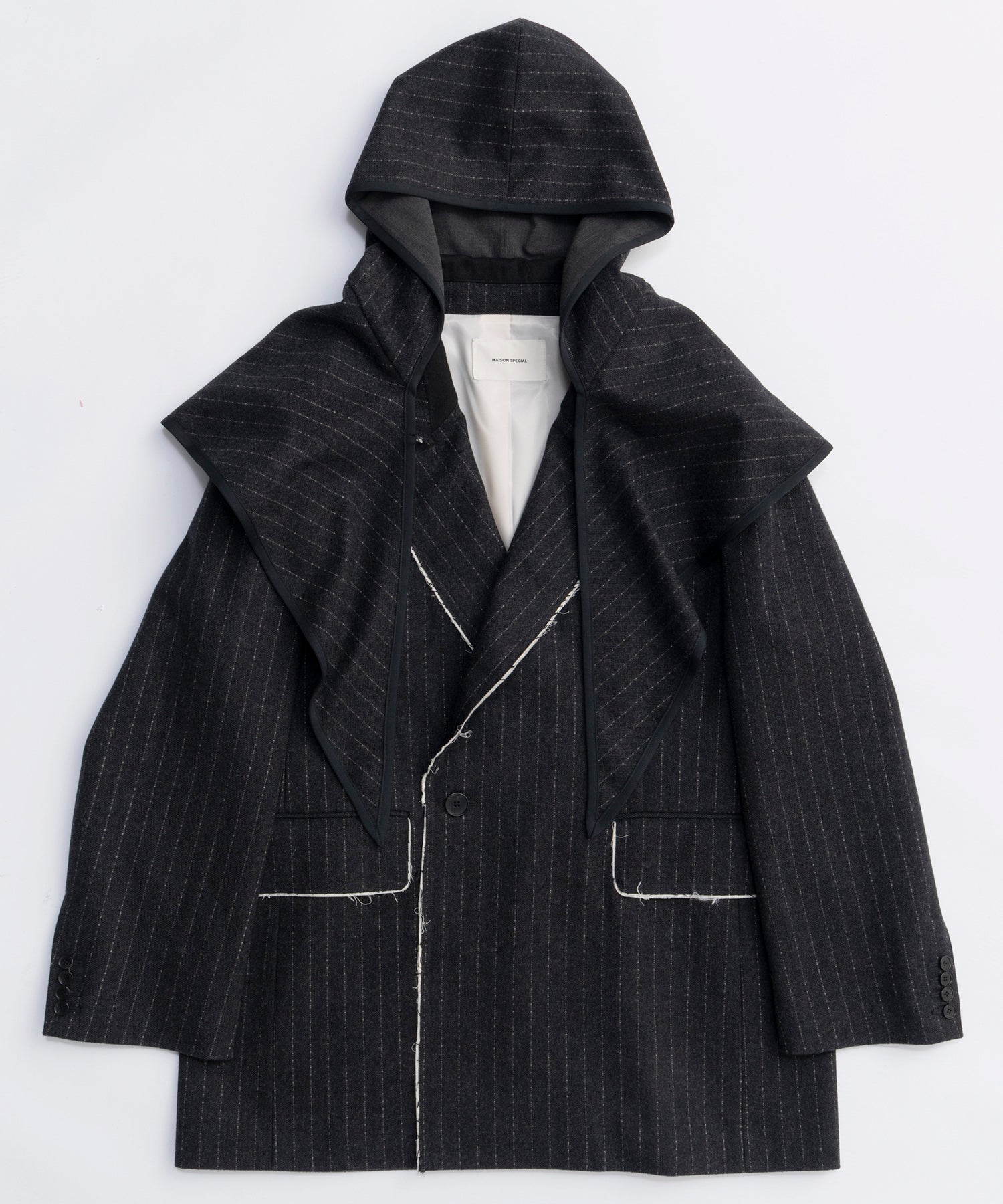 2way Hooded Scarf Cut Off Jacket