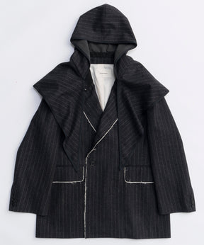 2way Hooded Scarf Cut Off Jacket