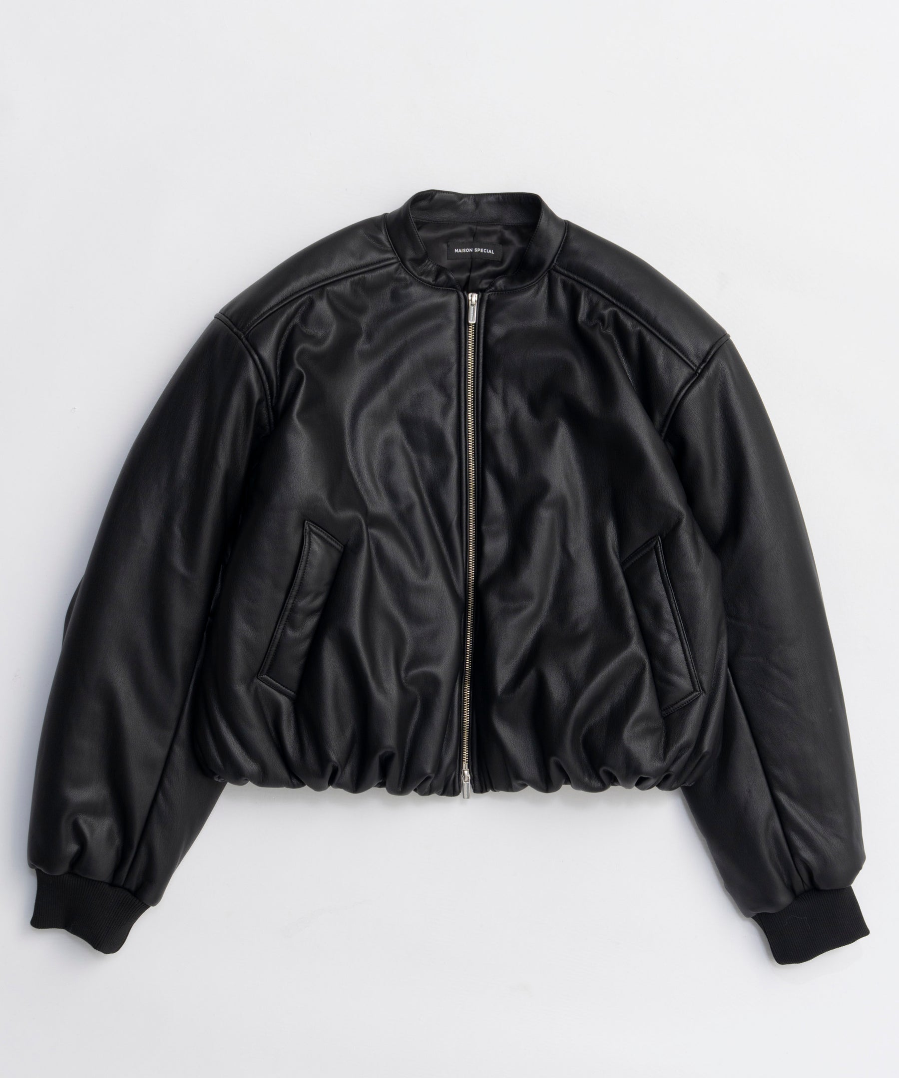 [25WINTER PRE-ORDER] Leather Puffer Jacket With Muffler