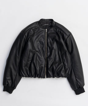 [25WINTER PRE-ORDER] Leather Puffer Jacket With Muffler