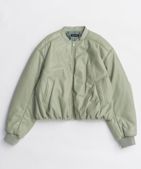 [25WINTER PRE-ORDER] Leather Puffer Jacket With Muffler