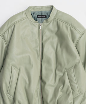 [25WINTER PRE-ORDER] Leather Puffer Jacket With Muffler