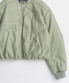 [25WINTER PRE-ORDER] Leather Puffer Jacket With Muffler