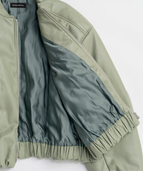 [25WINTER PRE-ORDER] Leather Puffer Jacket With Muffler