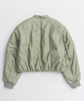 [25WINTER PRE-ORDER] Leather Puffer Jacket With Muffler