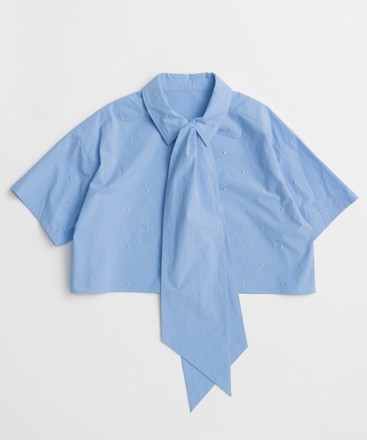 [2026Summer PRE-ORDER]Studded Half-Sleeve Bow Tie Shirt