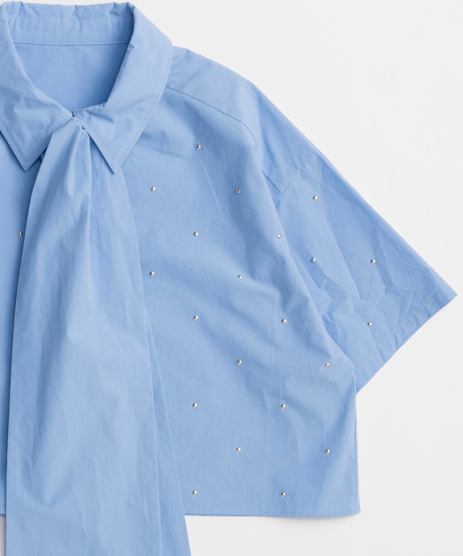 [2026Summer PRE-ORDER]Studded Half-Sleeve Bow Tie Shirt