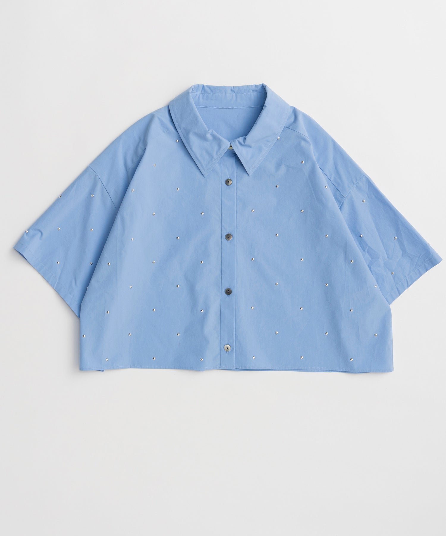 [2026Summer PRE-ORDER]Studded Half-Sleeve Bow Tie Shirt