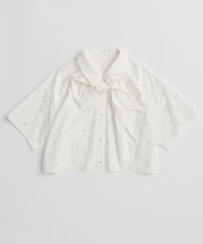 [2026Summer PRE-ORDER]Studded Half-Sleeve Bow Tie Shirt
