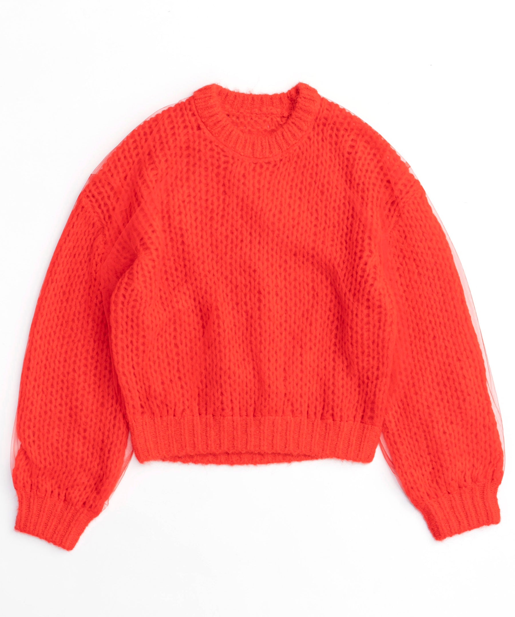 [24Autumn PRE-ORDER] TULLE LAYERED LOW GAUGE REVERSIBLE KNIT PULLOVER