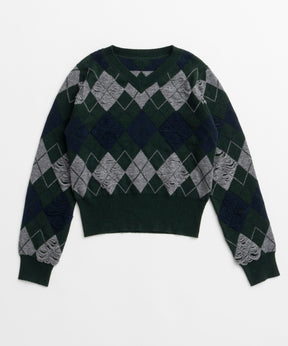 【26WINTER COLLECTION】Drop needle Argyle Knit