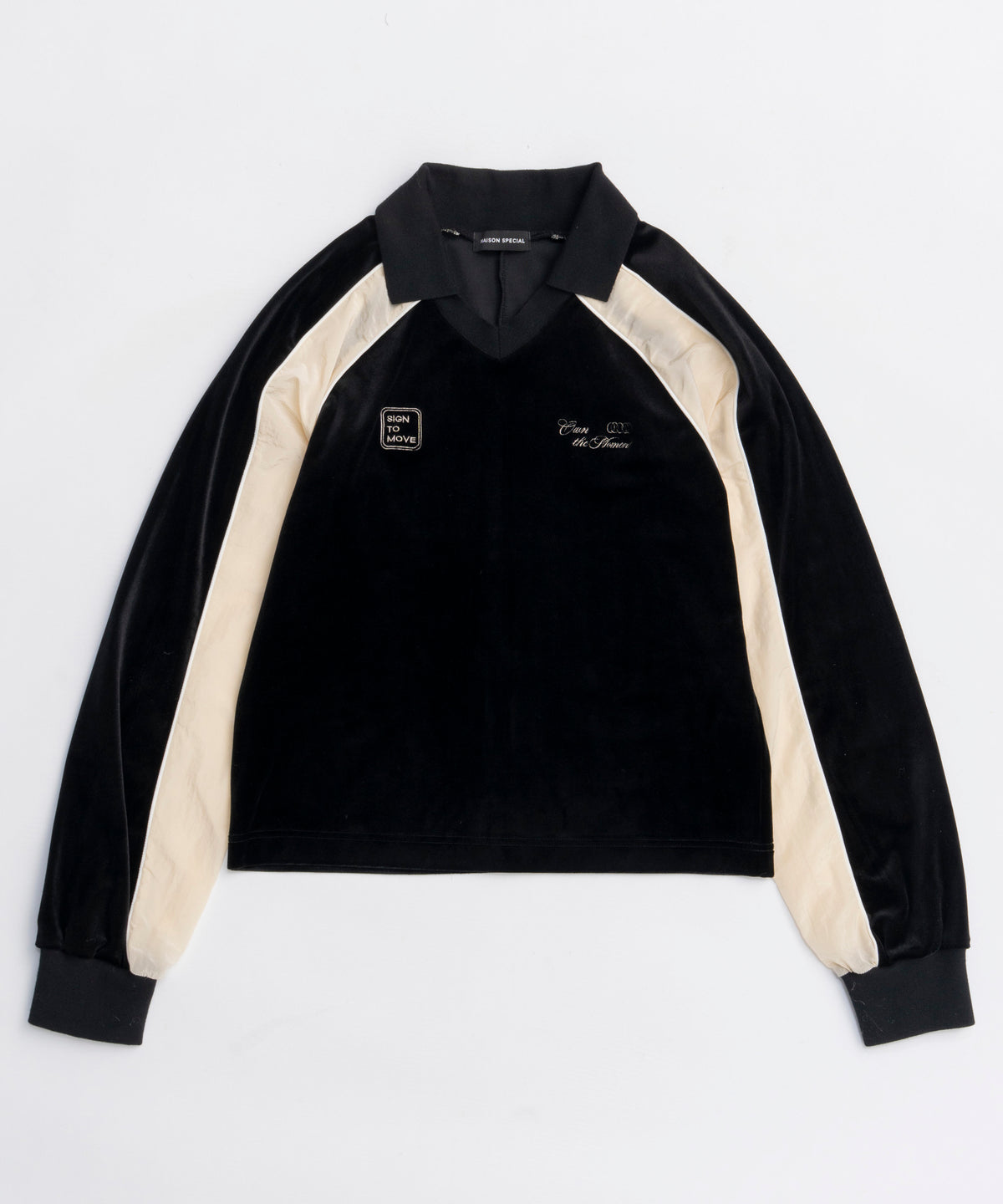 Velour Combination Sporty Jersey Tops