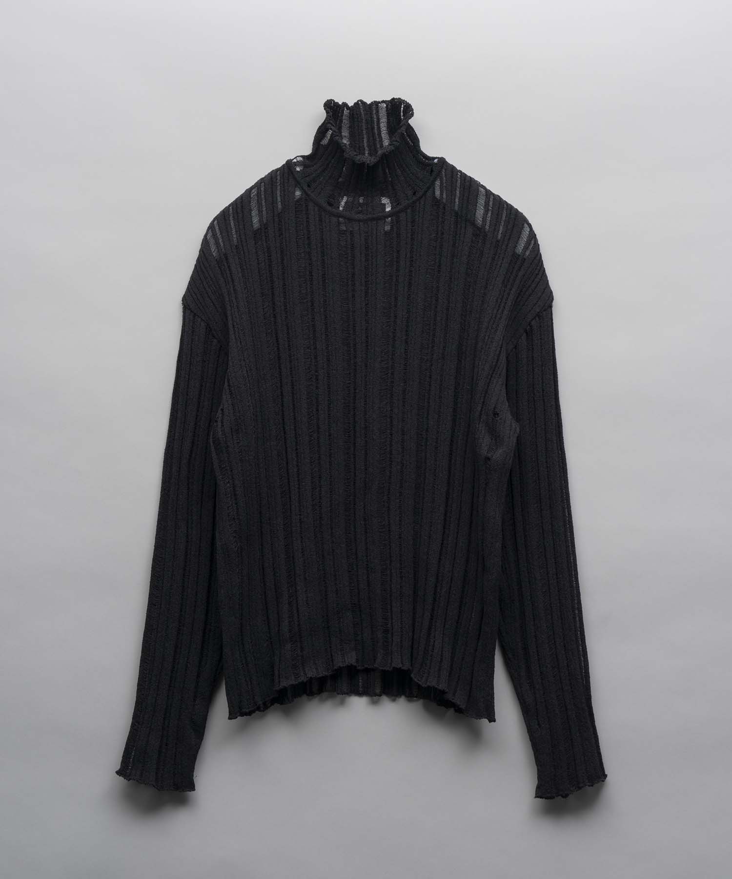 【24AW PRE-ORDER】Sheer Rib Knit Prime-Over Turtle Neck Knit Pullover