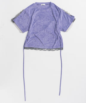 2WAY Lace Trim Pile T-Shirt