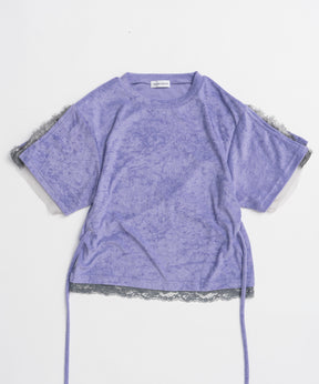 2WAY Lace Trim Pile T-Shirt