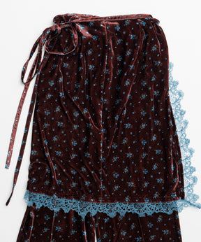 【26WINTER PRE-ORDER】Lace-Trim Velour Wrap Skirt Pants