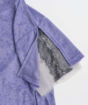 2WAY Lace Trim Pile T-Shirt