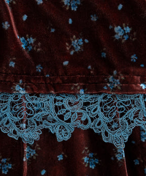 【26WINTER PRE-ORDER】Lace-Trim Velour Wrap Skirt Pants
