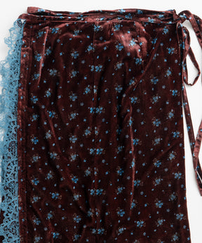 【26WINTER PRE-ORDER】Lace-Trim Velour Wrap Skirt Pants