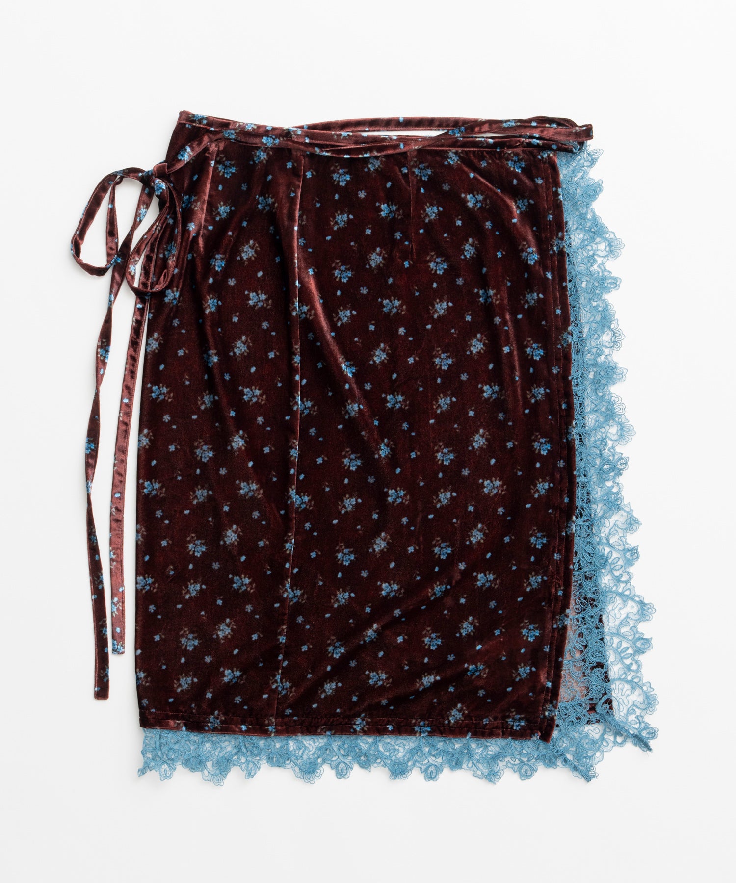 【26WINTER PRE-ORDER】Lace-Trim Velour Wrap Skirt Pants
