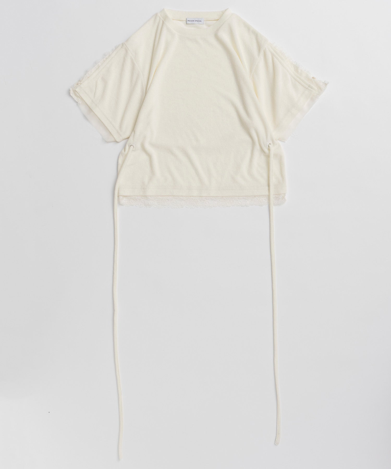 2WAY Lace Trim Pile T-Shirt