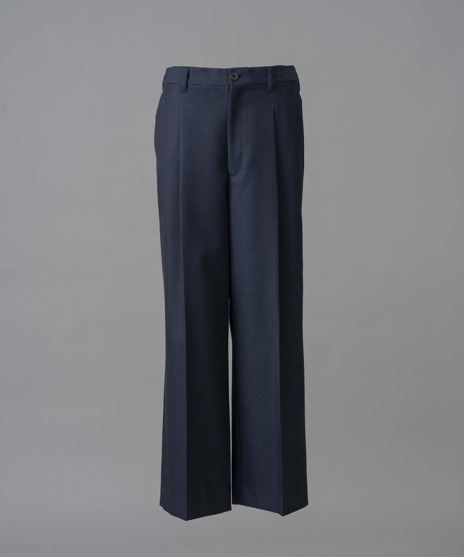 4 Colors CHAMBRAY WASHABLE WOOL PRIME-WIDE ONE TUCK PANTS