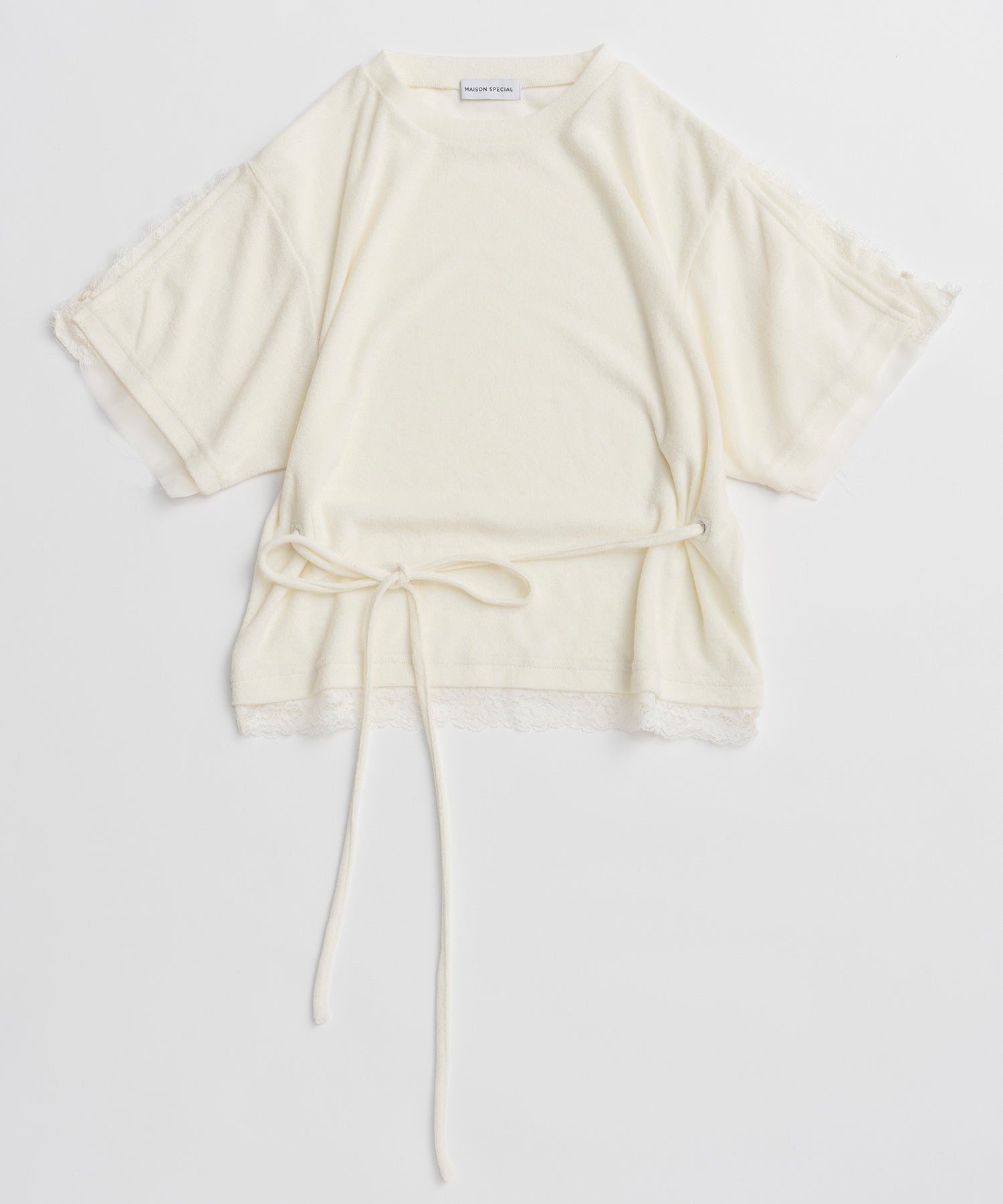 2WAY Lace Trim Pile T-Shirt