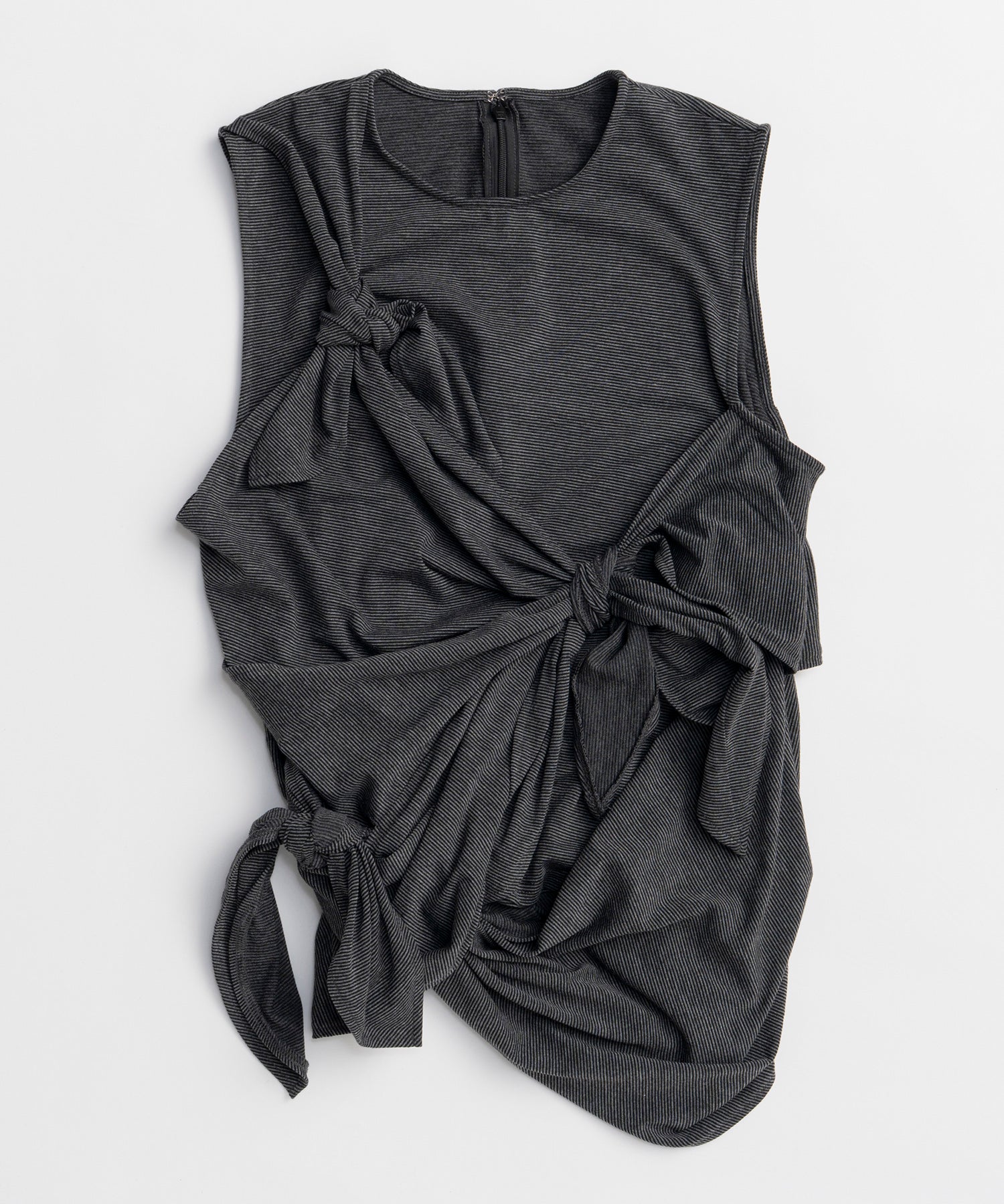 Knot Sleeveless Border T-Shirt