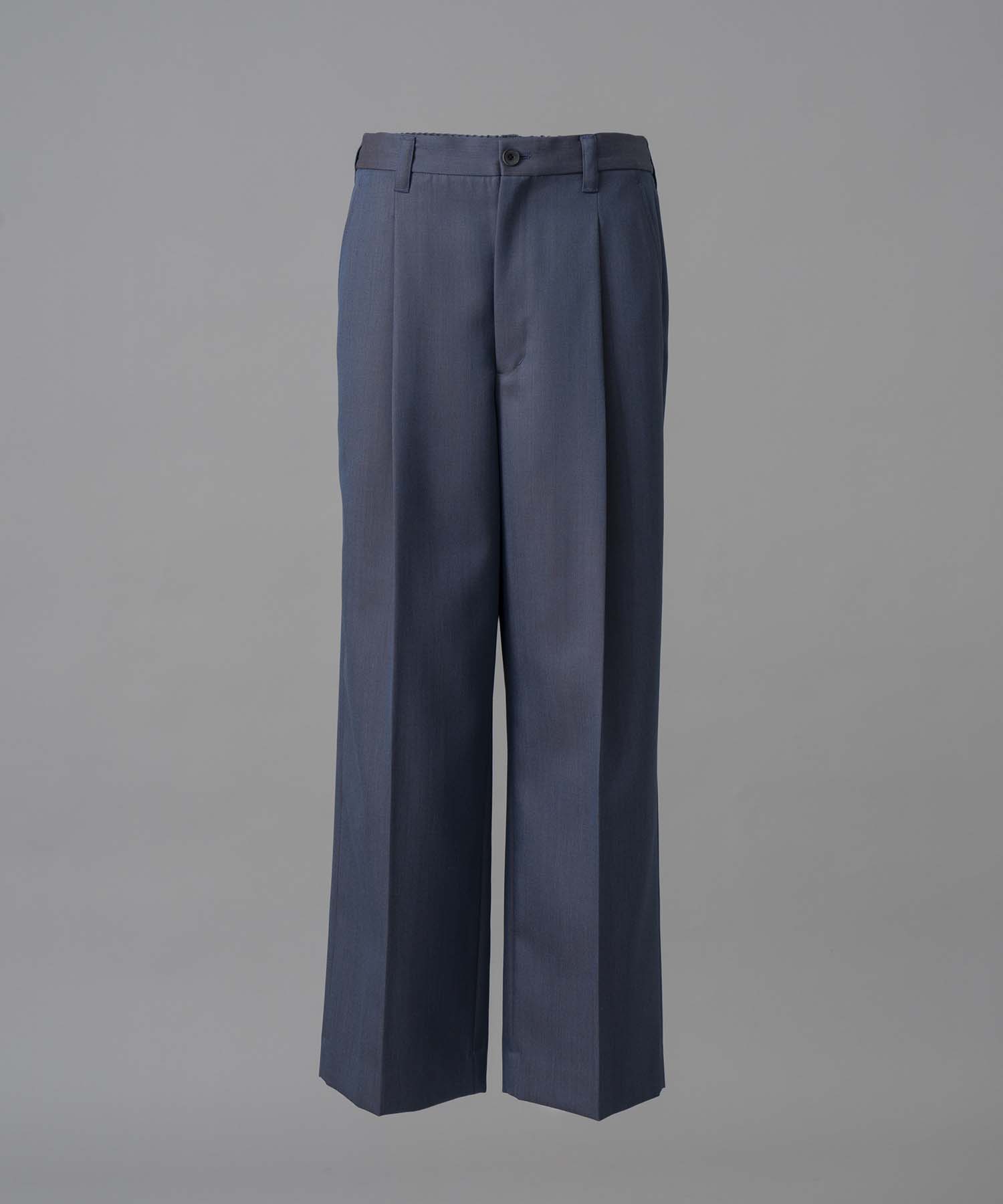 4 Colors CHAMBRAY WASHABLE WOOL PRIME-WIDE ONE TUCK PANTS