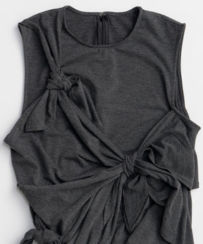 Knot Sleeveless Border T-Shirt