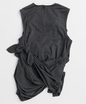 Knot Sleeveless Border T-Shirt