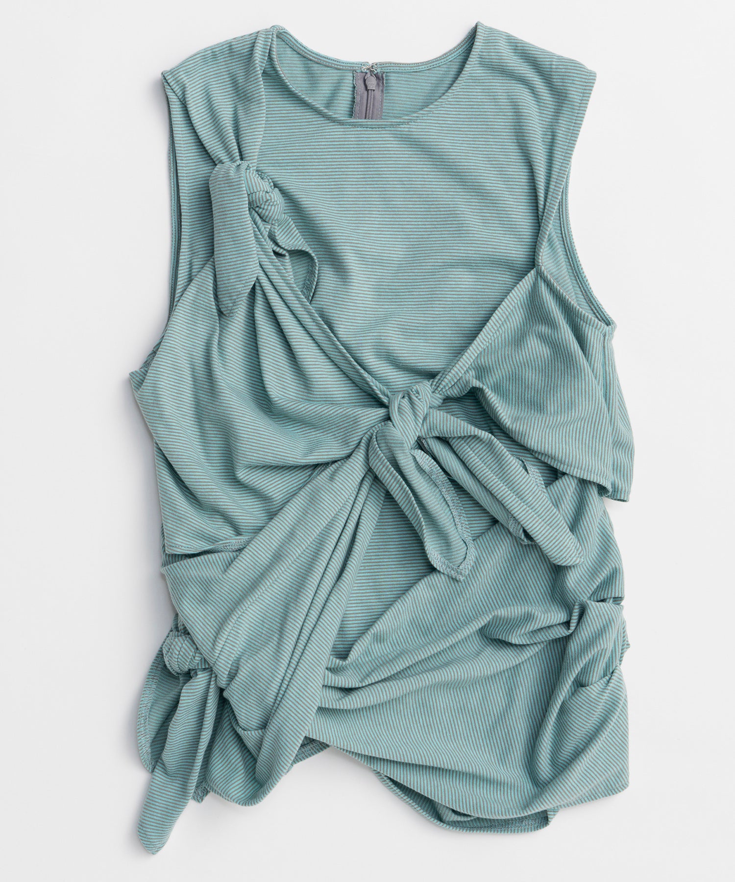 Knot Sleeveless Border T-Shirt